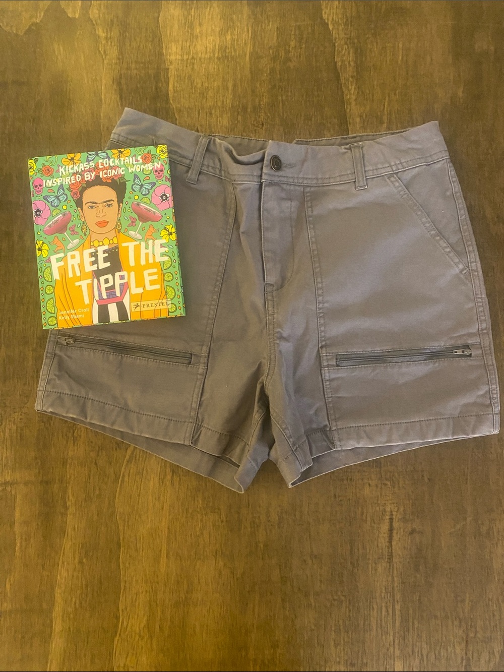 Women's Short Cargo Jean Shorts in Slate Gray